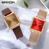 Wristwatches SANDA Women Square Sport Watches Fashion Leather Strap Analog Quartz Wristwatch Big Dial Vintage Elegant Ladies Watch Reloj