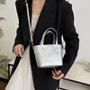 Сумки дизайн маленькой кожаной сумки на плечах для женщин 2024 Y2K Корейские модные сумки и кошельки для женщин простые серебряные сумки поперечного телека