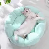 Cat Carriers Crates Houses Fashion Cat and Dog Bed Washable Flower Pet Mat Cat Seasonal Universal Deep Sleep Nobe Mat Mat 240426