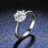 Stone Snowflake Mosang Ring 1 Simulated Diamond Ring 925 Sterling Sier Classic Six Claw Mosang Diamond Ring