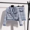 Arbeitskleider Lapel Doppelbrust Jacke Frauen 2024 Herbst elegante Mode Quastenkante helles Seidenlicht reife Wind Rock zweiteiliger Anzug