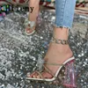 Hlieny Women Slippers 2024 Summer Fashion Crystal Butterflyknot N Band Sandals Clear High Heels Female Rome Party Shoes 240415