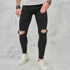 Jeans masculin à la mode Hip-hop Mens Knee Tear Crayon serré Jeans Mentiers Bassons pour hommes Jeansl2404