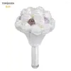 Fleurs de mariage Topqueen F5 Bouquet fait à la main de broche blanche de Bourgogne violet artificiel