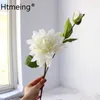 Decorative Flowers Artificial Decoration Silk Dahlias Peony Green Leaf Decor For Home Party Wedding