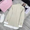 Women's Suits & Blazers Designer 24 early spring collection letter patch embroidery embellishment contrasting color minimalist suit fake two-piece jacket