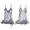 Pyjamas sexy couleur solide sexy pyjamas femme silk mince suspension nightress cheminée nocturne wear porte des vêtements de nuit peignoir d240425