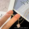 2024 Classic Four Leaf Clover Necklaces Pendants Fanjia Single Flower Set Diamond Necklace for Women Natural Pink Fritillaria Thick Plated 18k Collar Chain