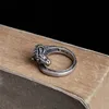 MKENDN VINTAGE ZWART 925 Sterling Silver Zodiac Schaap Schaap Vingervingerring Punk Biker Ringen voor mannen Male vrouwen sieraden 240420