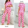 Women's Sleepwear Two Piece Summer New Hot Selling Womens Home Leisure and Comfortable Print Love Pajama Set Y240426