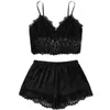 Bras Set Lingerie Sexy for Women Due pezzi Set di tute in pizzo nero e prospettiva ultra corta Night Night Night in camicia esotica interno