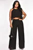 Women's Two Piece Pants Summer Fashion Chiffon Two Piece Set Women Causal Beach Style Halter Slveless Top Wide Leg Pants Two Piece Set Women Y240426