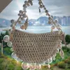 Fairy Pearl Conch Grass geweven tas handheld Crossbody tas kleine mobiele telefoon tas 240415