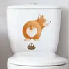 Transfert de tatouage Autocollant mural petit chien amusant pour décoration de toilette de salle de bain Mural Room Armoire à la maison Décoration décalage auto-adhésif 240427