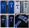 Mens Duque Blue Devils 1 Kyrie Irving College Basketball Jerseys Vintage Branco Black Black Stitched Shirts SXXL6072740