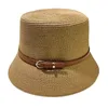 Kobiety Summer Bucket Hat Decoration UV Ochrona Słońca Słońce Kobieta Flat Top Beach Hats Straw Derby Travel 240415