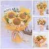 Dried Flowers Finished Crochet Flowers Bouquet Handmade SunFlower Bouquet Valentines Gift Wedding Decor Knitted Flower Bouquet with Gift Bag