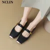 Casual Shoes 2024 Spring/summer Women Pumps Metal Square Toe Chunky For Mary Janes Zapatos De Mujer Low Heel