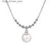 Naszyjniki wiszące S925 Srebrny naszyjnik Łańcuchowe źródło 8 mm Flimeless Pearl 0,3ct Mosonite Naszyjnik Q240426