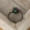 Cluster Rings 2024 Fashion Product S925 Silver Emerald Diamond Ring European And American Personalized Dyed Black