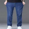 Men's Jeans Mens Spring Jeans Large Size 50 High Elastic Denim Large Size Pants Suitable for 45-150kg Mens Wide Leg Jeans Pantalon MensL2404