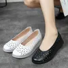 Casual Shoes 2024 Spring Summer Cowhide Sandals Embroidered Hole Women Breathable Fashion Flat / Mid Heels