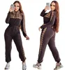 Nevel Exposed Sexy Tracksuits Kobiety Zestawy Dwuczęściowe zestawy Spring Rome Stroje Niestety z kapturem Top i spodnie do joggingu Zestaw garnitury