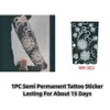 Tatoo Transfer 1PC Długotrwałe (do 15 dni) Wodoodporne bezpieczne zdrowe i realistyczne czarne serie Tymczasowe naklejki na tatuaż 240426