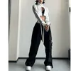 Women's Pants 2024 Autumn Fashion Retro Street Loose Fitting Workwear Solid Color High Casual Comfort Versatile