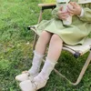 Meias para crianças verão bebê menina meias transparentes estilo coreano doce princesa renda meias de panturrilha oca para garoto meias de malha fina alta meias longas