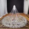 Hochzeitshaarschmuck Luxus Bling Pailletten Spitze Hochzeitsschleier mit Kammkathedrale Brautschleier 3 Meter weißer Elfenbein Schleier Hochzeit Kopfstück