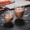 Cuple de vidro de parede dupla resistente ao calor Alta Borossilicato Caneca Ceer Coffee Coffee Cups Transparent Drinkware Presente 240424