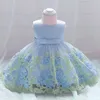 サマーウェディングフラワーガールズドレス幼児バプテスマ1誕生日ドレスベビーガール服プリンセスウェディングレースパーティーキッズコスチューム