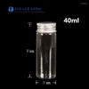 Speicherflaschen 100pcs 40 ml Glas Wunschflasche leer flüssiger kosmetischer Behälter Clear Aluminium Schraubkappe Probe Parfüm nachfüllbar 30