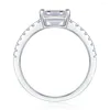 Cluster Rings Wong Rain 925 Sterling Silver 3EX VVS1 Emerald Cut 1Ct Real Moissanite Pass Test Diamond Engagement Ring Smycken för kvinnor