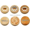 Openers Can Customize Engraving Logo Blank Diy Wood Round Bottle Opener Coaster Fridge Refrigerator Magnet Decoration Fy3882 Drop De Dhqtc