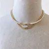 Kvinna hänge halsband 2023 senaste cclies guld chokers halsband lyxiga designer smycken kvinnor män klassiker c logotyp pärltröja kedja 1954