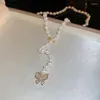 Chaines Colliers de papillon brillant élégant pour femmes dames cobiques zircon exquis longue chaîne perle clavicule collier bijoux cadeau