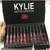 Lip Gloss 12PCS in 1 KY Matte Liquid Lipstick Kit Langstante fundering Make-up Lipgloss Set Nit-Stick Cup Drop Delivery Health Beaut Ot3pn