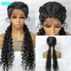 Wigs Braided Wigs Synthetic Lace Front Hair Wig Curly Water Wave Wig For African Woman Afro Frontal Cornrow Twist Boxing Braided Wigs