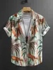 Men's Casual Shirts Summer Coconut Tree Mens Palm Graphics Shirt Summer Aloha Shirt Casual Turndown Short Sleeve Stretch Fabric Shirt Harajuku 240424