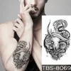 Tattoo overdracht dier waterdichte tijdelijke tatto sticker tijger wolf slang schedel roos glitter body art overdracht nep tattoo mannen vrouwen tatoeages 240427