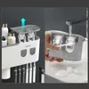 Tandborstehållare Badrumstillbehör Tandbensstativ Vägg som används för automatisk fördelning av tandborsteställ och toalettställ 240426