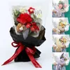 Decorative Flowers Crochet Homemade Flower Bouquet With Packaging Bag Rose Sunflower Lavender Gifts For Lovers Teacher's Day Gift