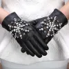 Guanti di pelle di pecora da donna diamanti lucidi guanti vere guanti da donna che guidano guanti autunno inverno