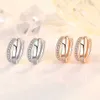 Étalon nouvelle femme simple mode rose or couleur creux géométrie petite boucle d'oreille de boucle d'oreille de haute qualité zircone boucles d'oreilles bijoux de mariage