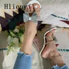 Hlieny Women Slippers 2024 Summer Fashion Crystal Butterflyknot N Band Sandals Clear High Heels Female Rome Party Shoes 240415