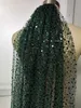 Bijoux de cheveux de mariage luxe épais paillettes perlées verts Veille de mariage simple 3m Veille de mariée avec des perles de paillettes avec peigne