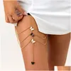 Anklets European And American Designer Womens Jewelry Sier Chain Y Spicy Girl Elastic Band Lace Beach Leg Loop Body Sweet Cool Rhinest Otuez