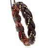 Link Bracelets Vintage Adjustable Brown Leather Weave Charm Mens Braided Rope For Women Retro Punk Hiphop Jewelry E252